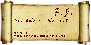 Petneházi József névjegykártya